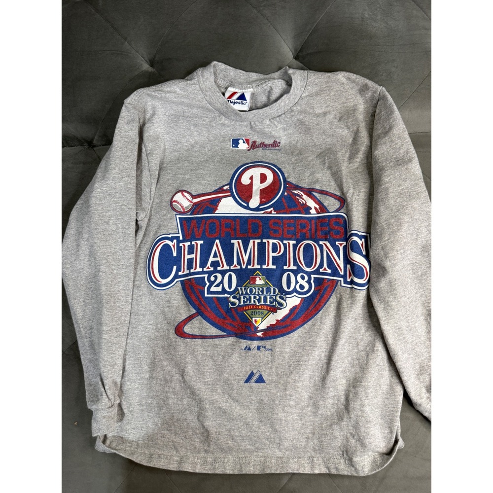 Majestic Philadelphia Phillies 2008 World Series Champions Gray‎ Long Sleeve